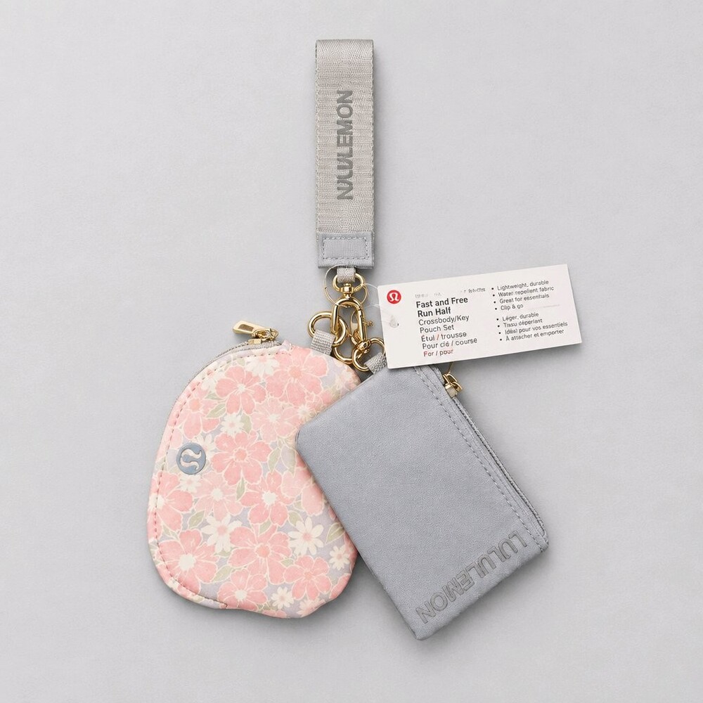 Lululemon Fast and Free Run Half Crossbody Key Pouch Set Grey Floral